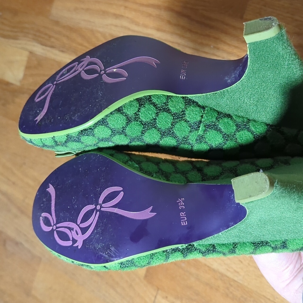 Poetic License Charm School Sz EU39.5 Green Polka Dot Heels - Picture 6 of 8